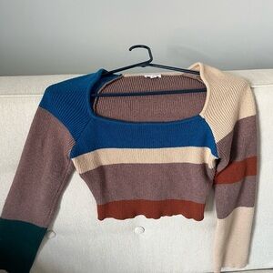 Striped Knit Cropped Sweater